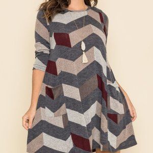 Plus Chevron A Line Dress